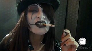 Sultry goth babe indulges in smoking fetish