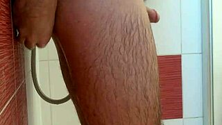 Solo shower scene with a sexual twist