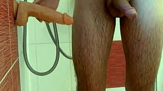 Solo shower scene with a sexual twist