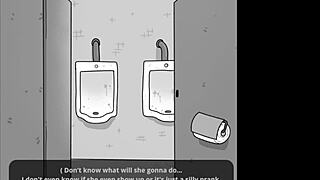 Public bathroom tryst with kinky MILF and shy boy