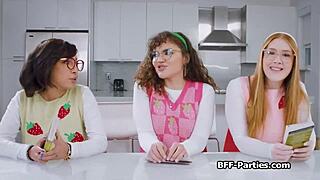 Nerdy cuties get it on at a study group and party