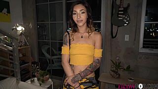 Step-sister seduces step-bro with her big boobs and then gets rough sex