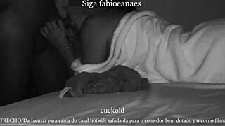 Naughty wife's hot threesome in jacuzzi to kitchen action