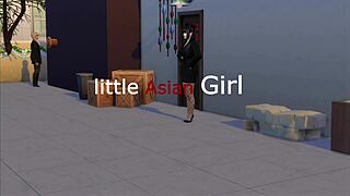 Small Chinese girl is a good prostitute and satisfies her client