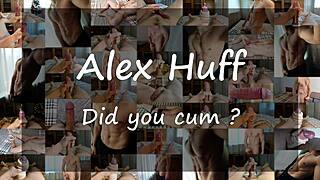Muscular man masturbates with big cock and cums hard