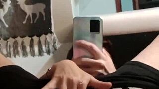 Close up of a big black cock during anal sex with cum on the face