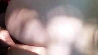 Big cock penetrates blonde’s wet pussy outside