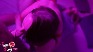 Bubble booty girl takes sensual doggy with rough spanking. Watch her climax up close!