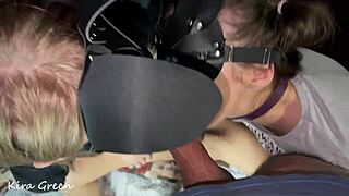 Intensive licking and riding with cum on pussy in a group