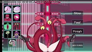 Cartoon monsters in alien invasion scenes in a hentai game