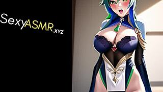 Sultry ASMR cosplay: Evil anime babe's seductive moans and licks