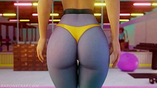 3D animated lesbians work out together in a hot scene