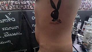 Tattoos and big natural tits in amateur porn film
