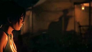 Hot animated action with Lara Croft in tight pussy simulator