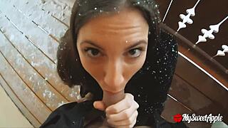 My girlfriend waffles on me while we are on a holiday in the snow – sex vlog