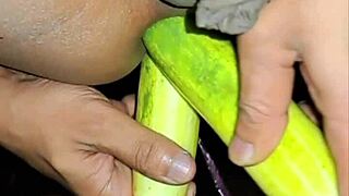 Gay anal scene with an Asian twink in Myanmar with a cucumber