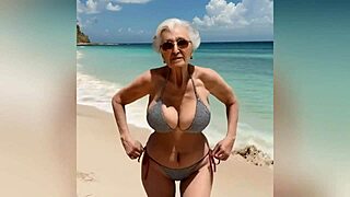 granny flaunts sexy bikini with dirty talk, going nude