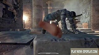 A hot girl brings good fortune to a mummy in this cartoon porn