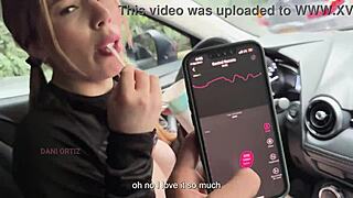 Dani Ortiz enjoys a vibrator while driving her car