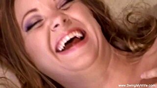 Married woman enjoys threesome and anal sex in swingers party