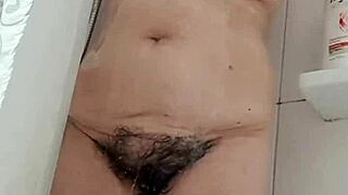 Stepmother with big natural boobs showing her hairy private part for the first time