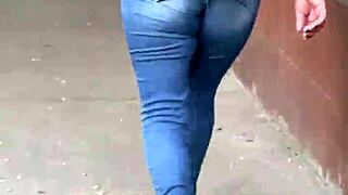 Hot latina in tight jeans gets fucked in the ass