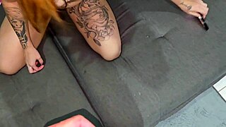 Young blonde gets poked by her neighbor while solo