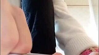 Beautiful amateur with big boobs, squirting while putting on makeup