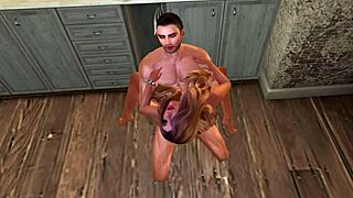 Love in the kitchen in a cartoon porn video for women