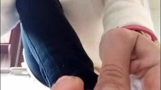 Beautiful amateur with big boobs, squirting while putting on makeup
