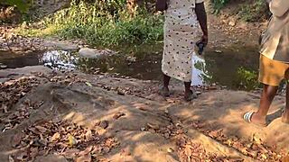 A shy village girl gets it hard outside