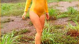 Amateur wife flaunts her assets in wet see-through attire