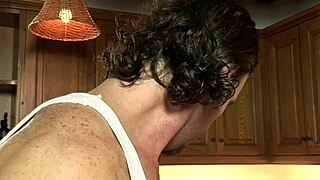 Lick and fuck a wet pussy in a kitchen in a doggy style