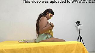 Hey, why does this plump Latina keep touching her fat buttocks before masturbating?