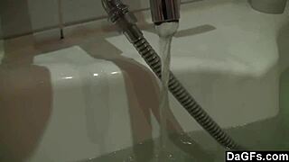 Young blonde has a bath with erotic massage with a sexy amateur