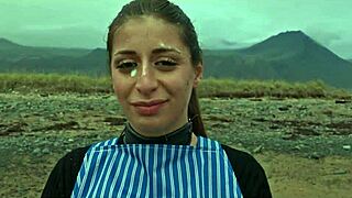 Beautiful Italian babe Silvia Soprano in rough beach action