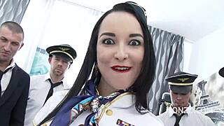 Francys experienced a wild gangbang on an airline, including triple penetration