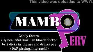 Hot Brazilian babe taken by two cocks