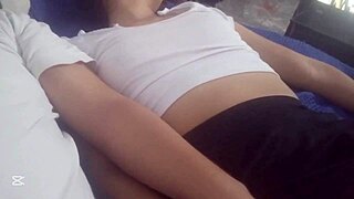 Skinny teen18 chick rides a hard dick with passion