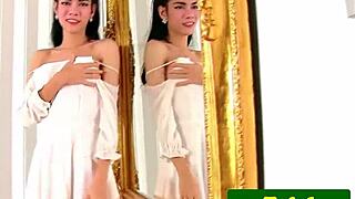Busty Mature Ladyboy Mia JERKS her COCK in a sensual solo scene