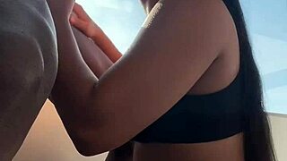 cute brazilian girl licks balls for first amateur cock