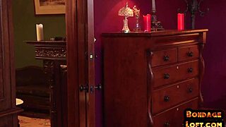 bound booty babe gets dominated in wild threesome before facial