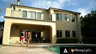 I’m overwhelmed watching virgin Jade Nile explore lesbian sex with stepmom Jaclyn Taylor sunbathing