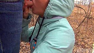 man, had such good sex outdoors with this hot married wife in pantyhose, got a huge mouthful of cum, oops!