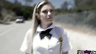 Hey, cute virgin teen, why only take it anally? Tell me about that big cock experience!