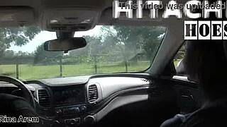just chilling with rina arems behind the scenes. she’s masturbating with a hitachi wand in the car while waiting.