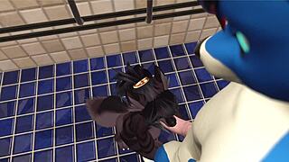 Alpha Wolf Dominates Slutty Girl with Deepthroat at Gym in VRChat Porn