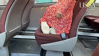 hot latina flashes her body and masturbates openly on a crowded public bus