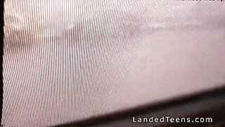 Shaved Teen's Wild Anal Ride in Car