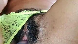 Man, that hairy Latina just jumps on her dildo and squirts everywhere!